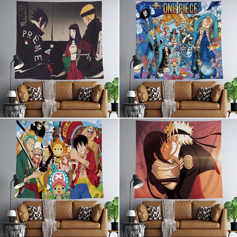 Tranh Vải Thảm Treo Tường Anime One Piece và Naruto Decor [TẶNG MÓC TREO]