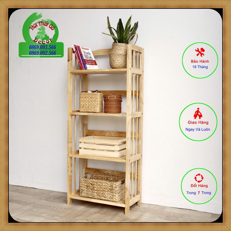 Kệ Sách Gỗ 4 Tầng Rộng 50cm Gỗ Tự Nhiên Siêu Đẹp