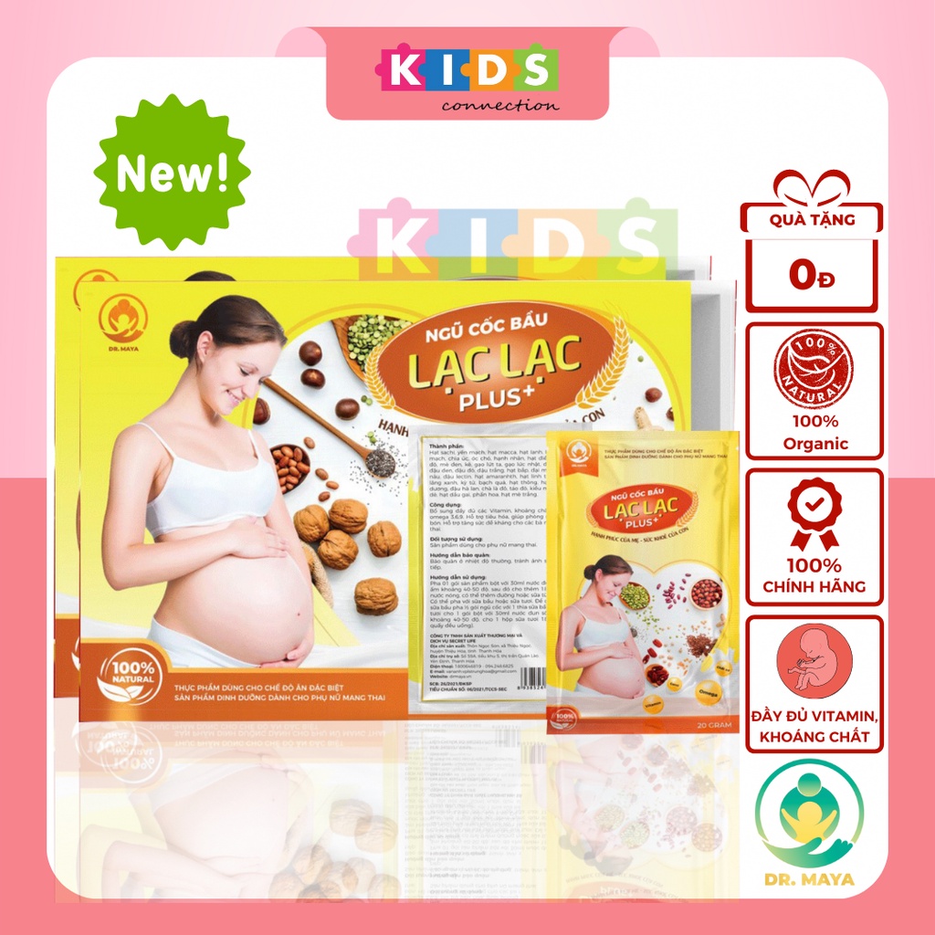 Combo 2 hộp ngũ cốc bầu, ngũ cốc siêu dinh dưỡng Lạc Lạc, có hạt Sachi siêu dinh dưỡng cho bé (hộp/30 gói/600g)