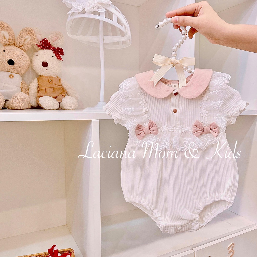Body Gân Nơ Cổ Sen Màu Trắng dành Cho Bé