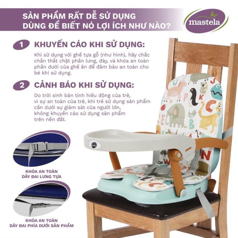 Ghế ăn dặm có nệm cho bé đi du lịch Mastela MSTL-1013-A ăn dặm kèm mặt bàn, thiết kế thông minh tùy chỉnh độ cao