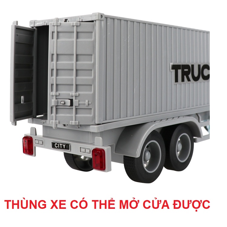 Mô hình xe đầu kéo container chở hàng đồ chơi trẻ em xe bằng nhựa có âm thanh và đèn