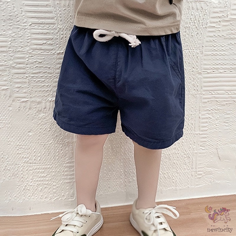 Quần Short Lưng Thun Phối Dây Rút Thời Trang Mùa Hè Hàn Quốc Cho Bé Trai