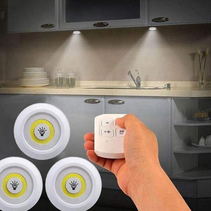 Bộ 3 Đèn Led Không Dây Hình Tròn Điều Khiển Từ Xa Tiện Dụng Cho Nhà Bếp / Mua Sắm