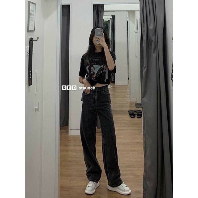 QUẦN JEANS ỐNG SUÔNG CẠP CAO