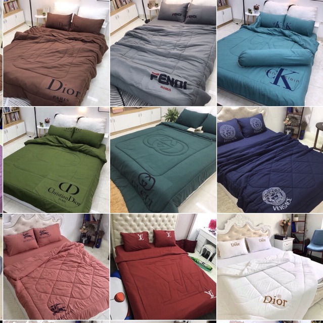 Bộ chăn hè ga gối Đũi mềm, mịn thêu thương hiệu. được chọn mẫu