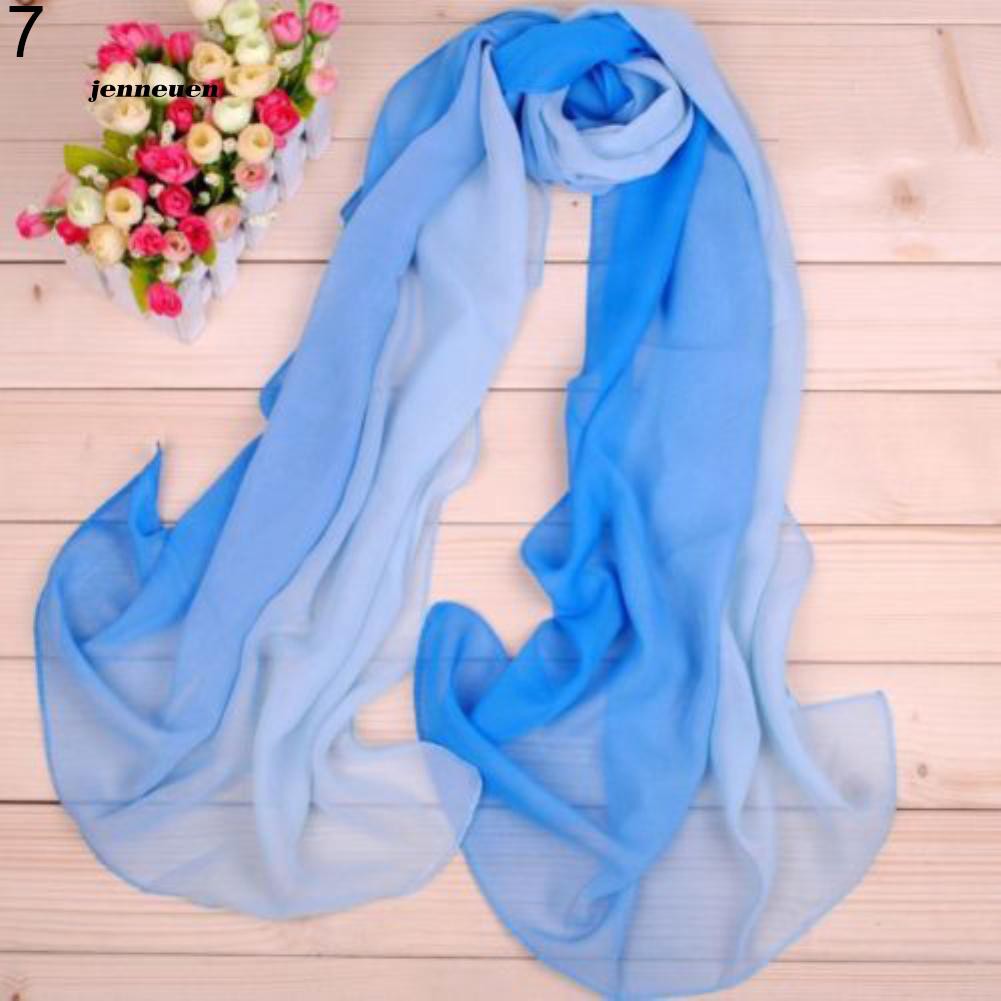 Khăn Choàng Chiffon Dài Mềm Mại Màu Sắc Gradient Thời Trang Đi Biển Mùa Hè Cho Nữ