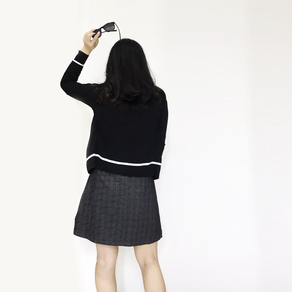 Áo khoác cardigan thun gân kẻ sọc tôn dáng | BigBuy360 - bigbuy360.vn