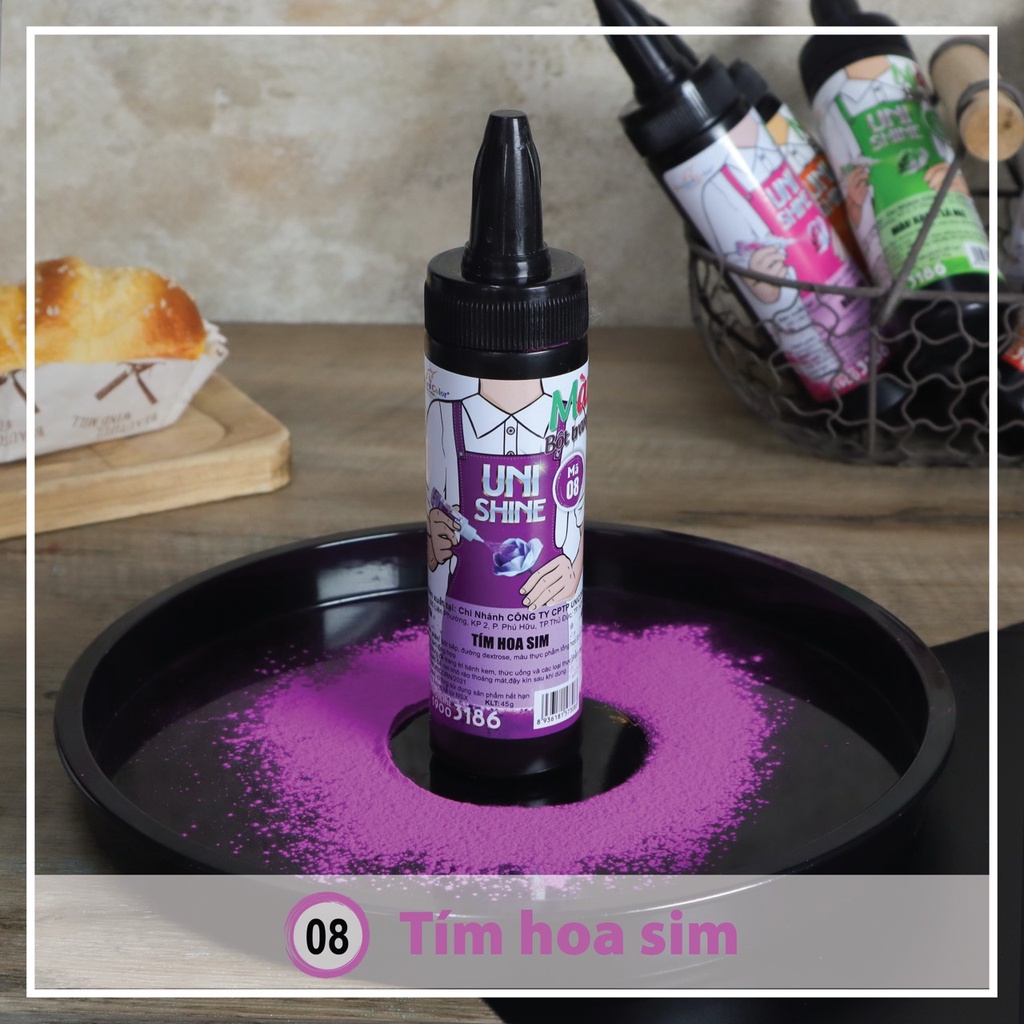 Màu Bột Phun Thực Phẩm 45g Tím hoa sim (Flour food color Purple) - MS08 - Unicorn Color