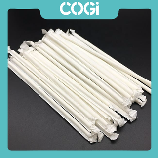 6 ống hút giấy Phi 6 | Phi 8 | Phi 12 BỌC MÀNG dùng 1 lần COGIGROUP  k3