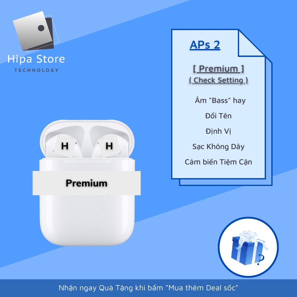 Tai Nghe Bluetooth TWS 2 Phiên Bản Premium Đổi Tên - Định Vị - Check Setting | Hipa Store
