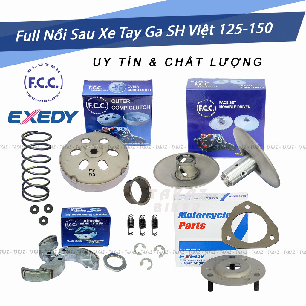A8 [ SH Việt Nam ] Cụm Bộ Nồi Sau FCC Xe SHVN125 Đời 2013 Có Pulley và Đế Ba Càng Hãng FCC