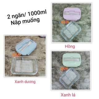 Hộp cơm văn phòng thủy tinh có chia ngăn và dùng được trong lò vi sóng