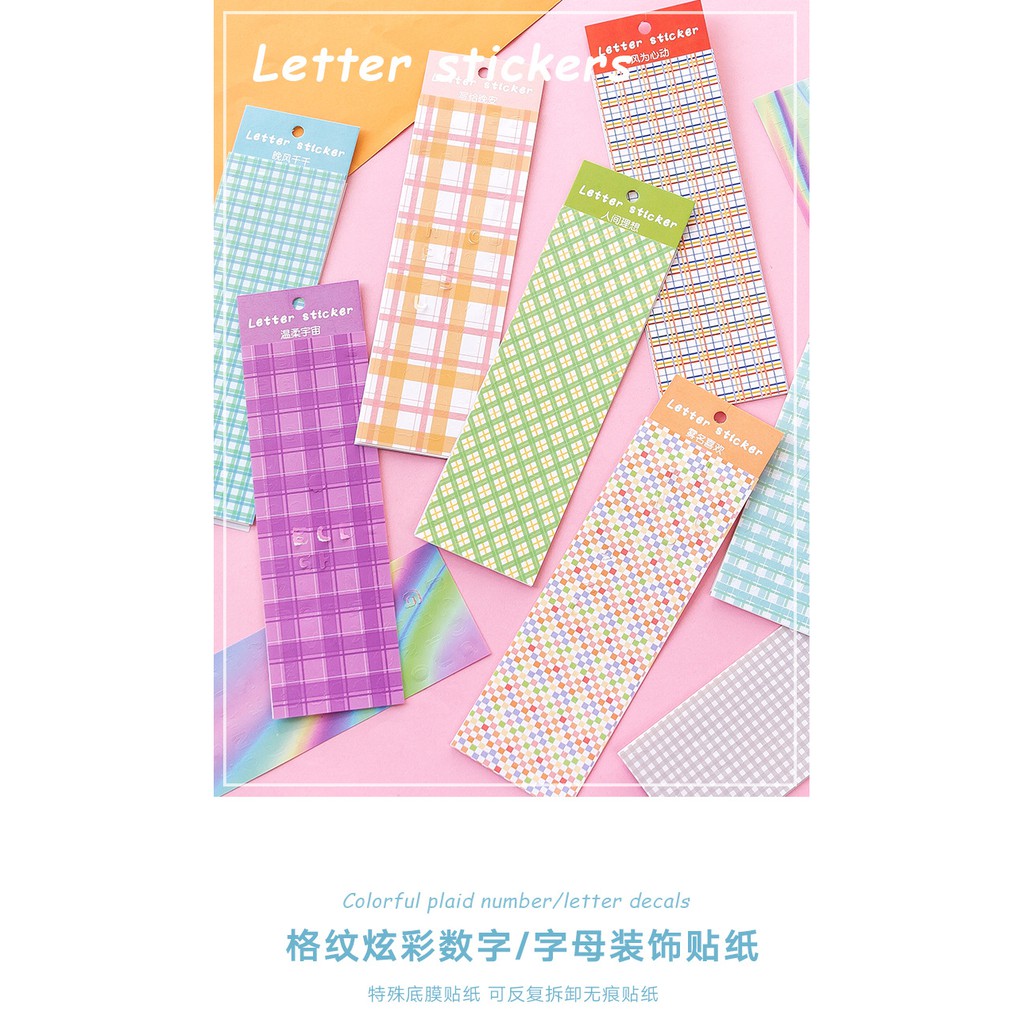 Set 2 sticker chữ cái và số trang trí phong cách Hàn Quốc