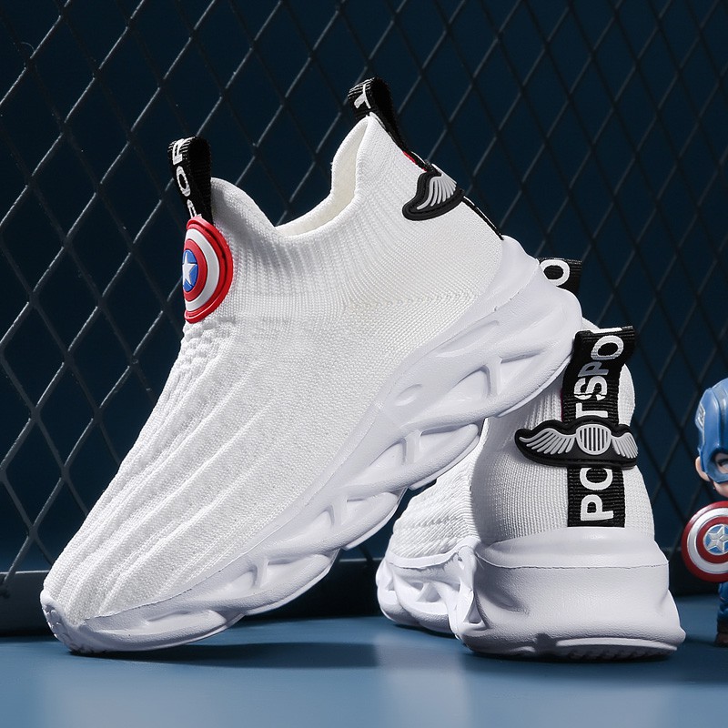 Ready Stock Giày Thể Thao Màu Trắng Sữa Size 26-39 Cho Bé Trai 5-14 Tuổi Size 26-39