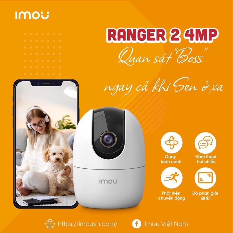 Camera IP WIFI XOAY 360 2M IMOU Ranger2 A42 Trong Nhà Còi Hú Báo Động, chính hãng