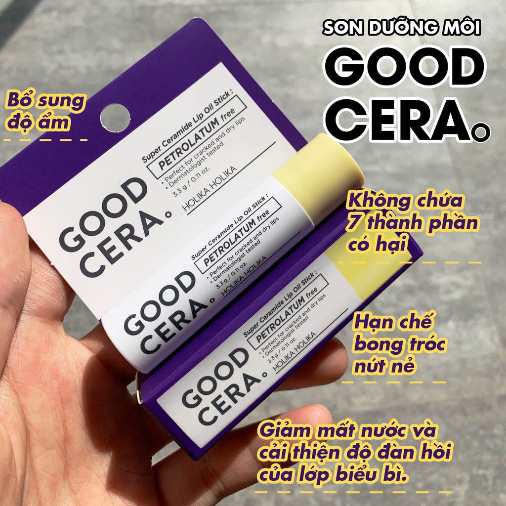 [Siêu Sale Cận Date] Son dưỡng môi Hàn Quốc Holika Holika Good Cera Super Ceramide cấp ẩm, 3,3g