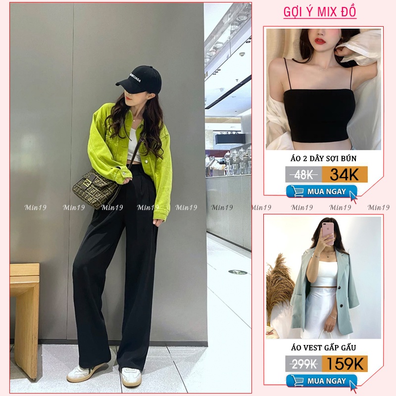 Quần Ống Rộng Nữ MIN19 Quần Ống Suông Cullotes  Lưng Cao Cạp Cao Dáng Dài Bigsize Màu Đen Nâu Be Thời Trang Hàn Quốc