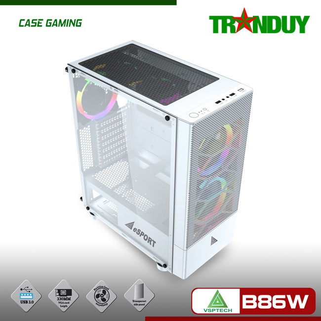 Vỏ Nguồn Máy Tính Case VSP Gaming B86 white (Trắng)