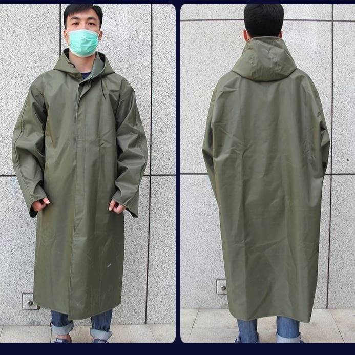 Áo Mưa Vải Bạt Dày Dặn Màu Vàng Quân Đội Dáng Dài Cho Nam Nữ