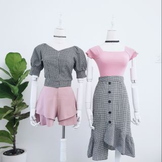 Áo kiểu phối quần và chân váy