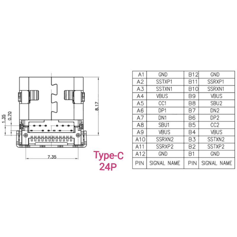Cổng USB TYPE-C 6P 16P 24P chân dán