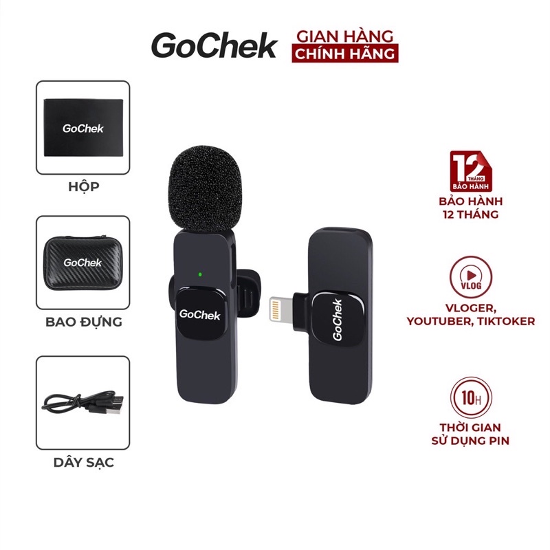 Micro thu âm không dây GoChek cổng Lighttning khử tiếng ồn phù hợp để phát thumbnail