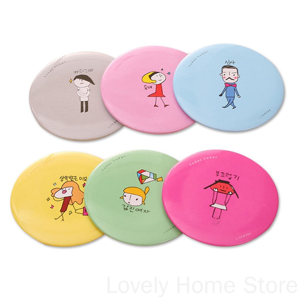 [Hàng mới về] Gương trang điểm mini hình tròn in hoạt hình đáng yêu