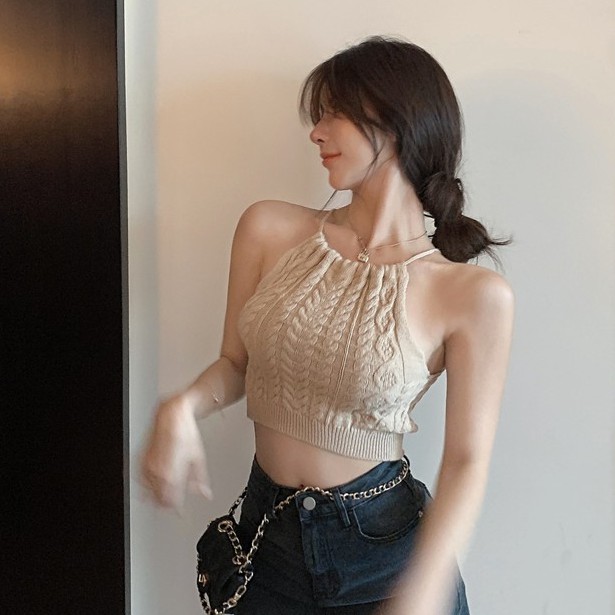 COZOK Áo hai dây dệt kim thời trang cho nữ