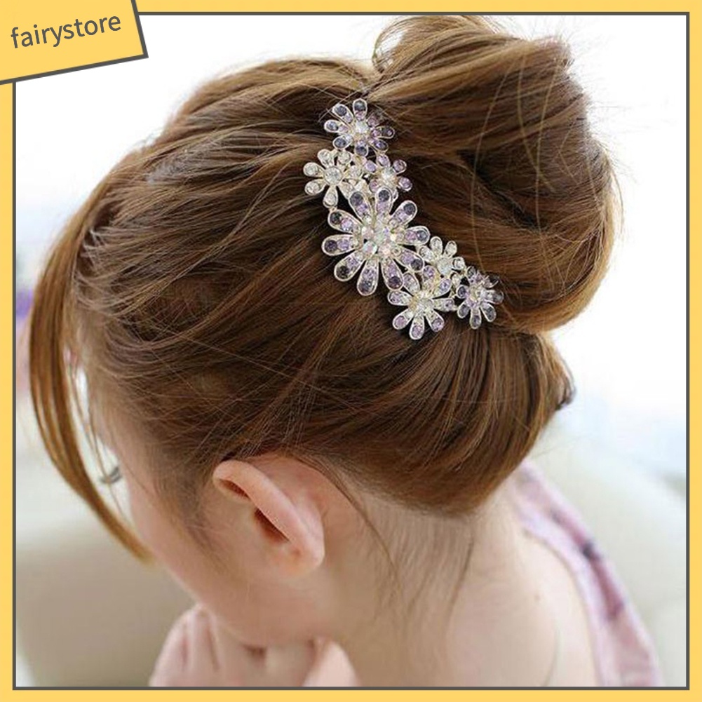 Kẹp tóc hình hoa đính đá kiểu dáng thời trang cho nữ