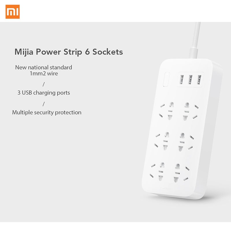 Ổ Cắm Thông Minh Xiaomi Power Strip 6 Ổ Cắm Điện 3 Cổng USB