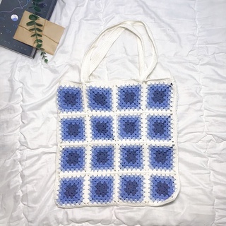 Túi tote crochet móc thủ công màu loang vintage
