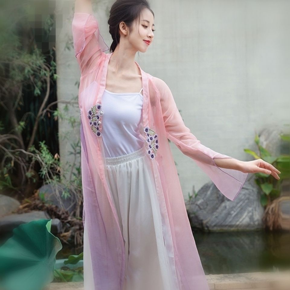 Trang Phục Biểu Diễn Múa Quạt Cổ Điển Thanh Lịch Cho Nữ