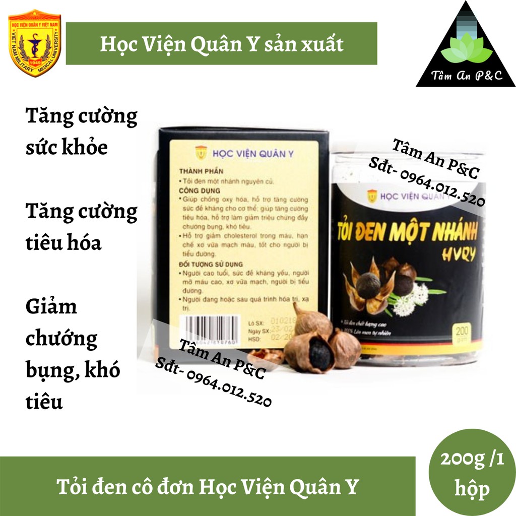 Tỏi đen một nhánh (tỏi đen cô đơn) Học Viện Quân Y (hộp 200g)-Tăng cường sức khỏe, cải thiện chức năng dạ dày-CHÍNH HÃNG