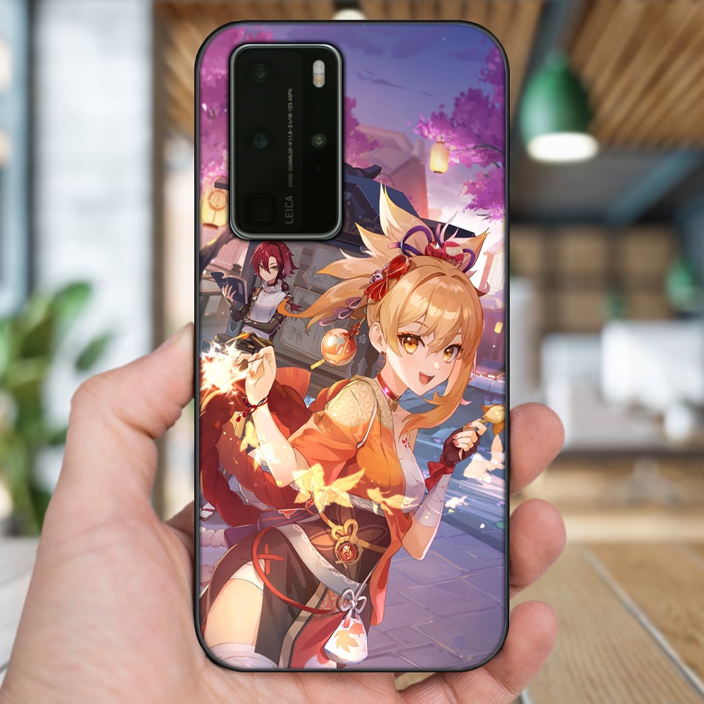 Ốp lưng Huawei P40 Pro viền đen in hình Yoimiya Genshin Impact