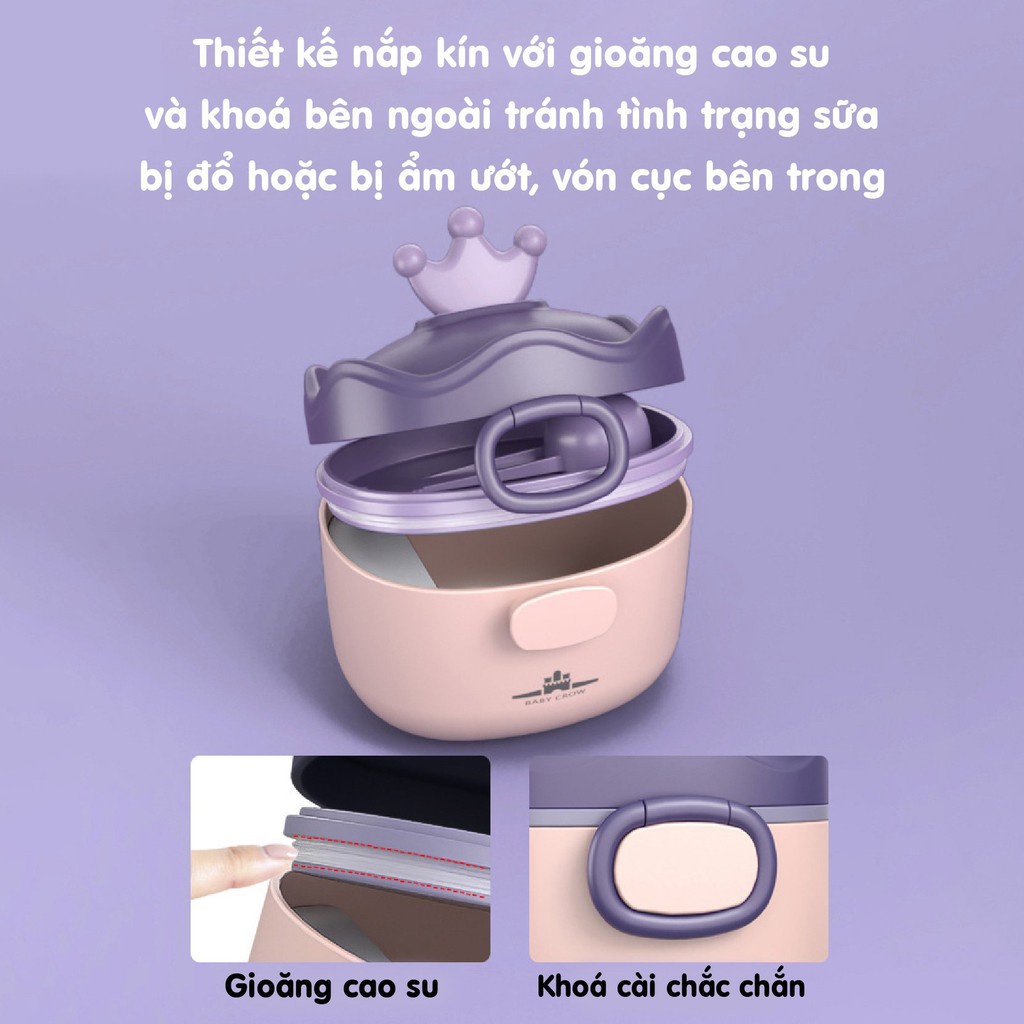 Hộp đựng sữa bột, đồ khô hình vương miện cao cấp hãng Baby Crown