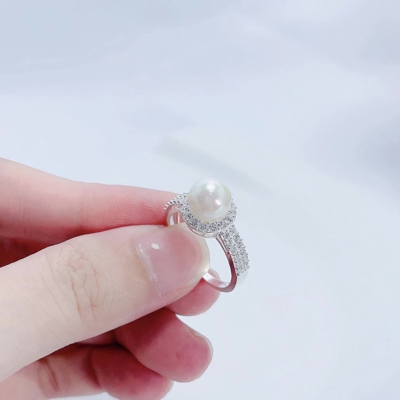 Nhẫn nữ gắn trai thân 2 hàng đá dày dặn , sáng bóng - Vàng bạc Khải Khải