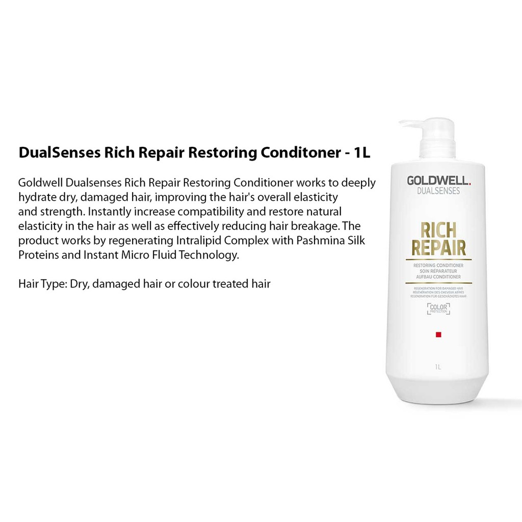 Dầu xả Goldwell Dualsenses Rich Repair Conditioner 1000ml dành cho tóc khô xơ, hư tổn