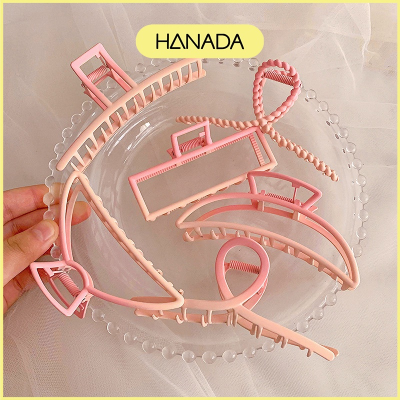 Kẹp Tóc Cỡ Lớn Bằng Kim Loại Cứng Cáp Kẹp Được Nhiều Tóc Cáp Màu Hồng Pastel Dễ Thương Hàn Quốc Hanada K17-S001
