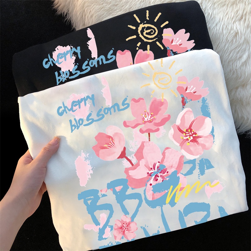 NRVP Áo thun tay ngắn cổ tròn 100% cotton thời trang phong cách Hàn Quốc cho nữ