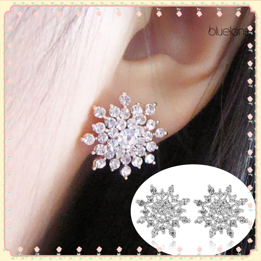 Đôi Bông Tai Hình Hoa Tuyết Đính Đá Thời Trang Cho Nữ