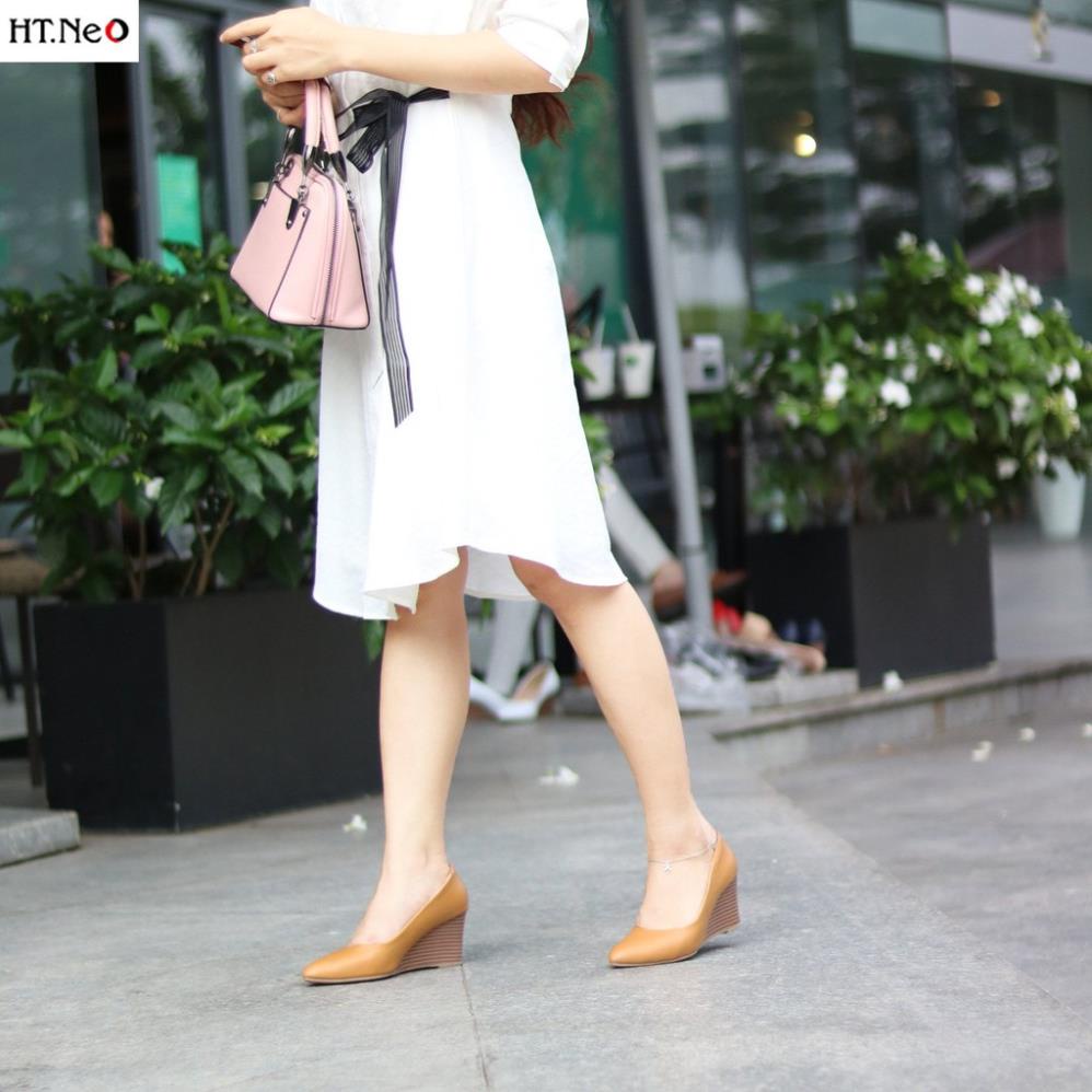 Giày nữ đế xuồng-giày da cao cấp HT.NEO da bò thật 100% êm và cực mềm chân tôn dáng sang chảnh cực đẹp mắt CS69 q