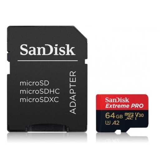 Thẻ nhớ MicroSDXC SanDisk Extreme Pro V30 U3 4K A2 64GB R170MB/s W90MB/s (Đen) | WebRaoVat - webraovat.net.vn