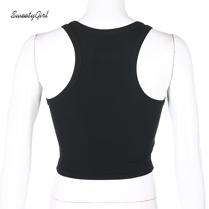 Áo croptop sát nách cổ tròn màu trơn đơn giản dễ phối đồ dành cho nữ