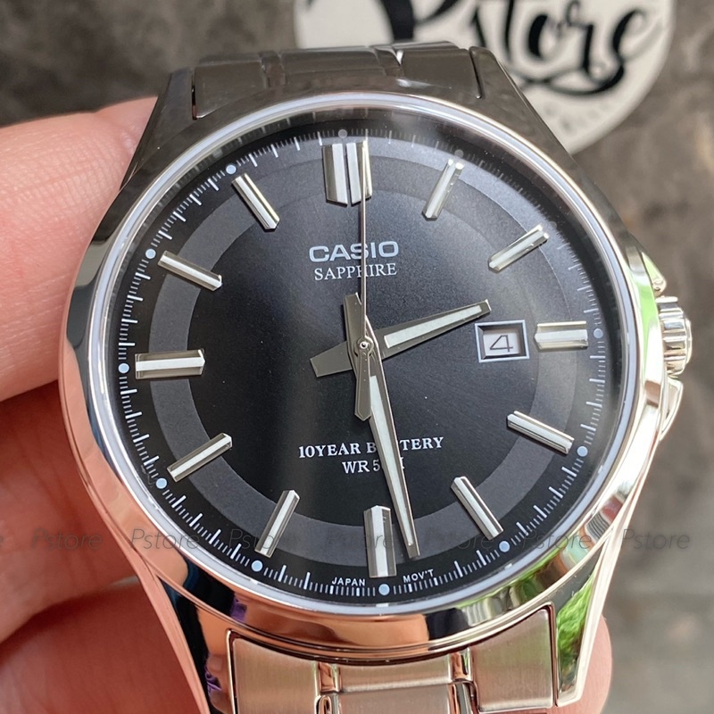 Đồng hồ nam Casio MTS-100D-1 dây thép,khung thép,kính saphia