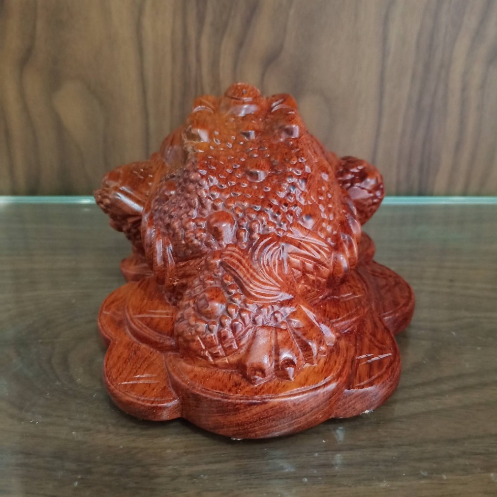 [GIA RE] Cóc ngậm tiền (thiềm thừ) gỗ hương loại nhỏ (Cao 8, ngang 12, sâu 14 cm)