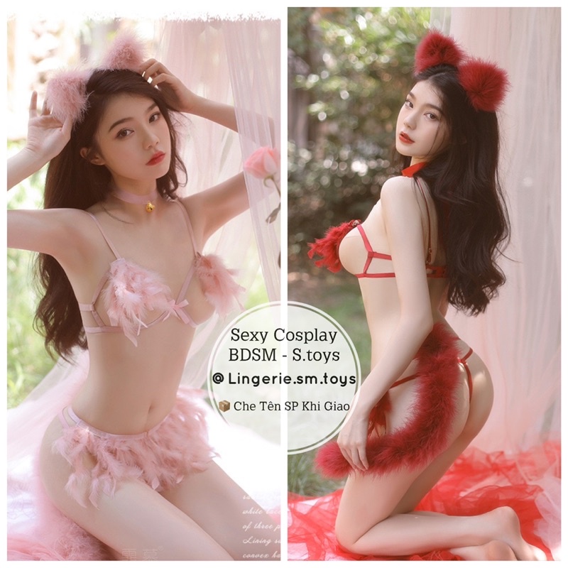 Fox Fairy FM6999 - Cosplay Nàng Hồ Ly Quyến Rũ Trong Set Nội Y Lông Vũ Bay Bổng @lingerie.sm.toys