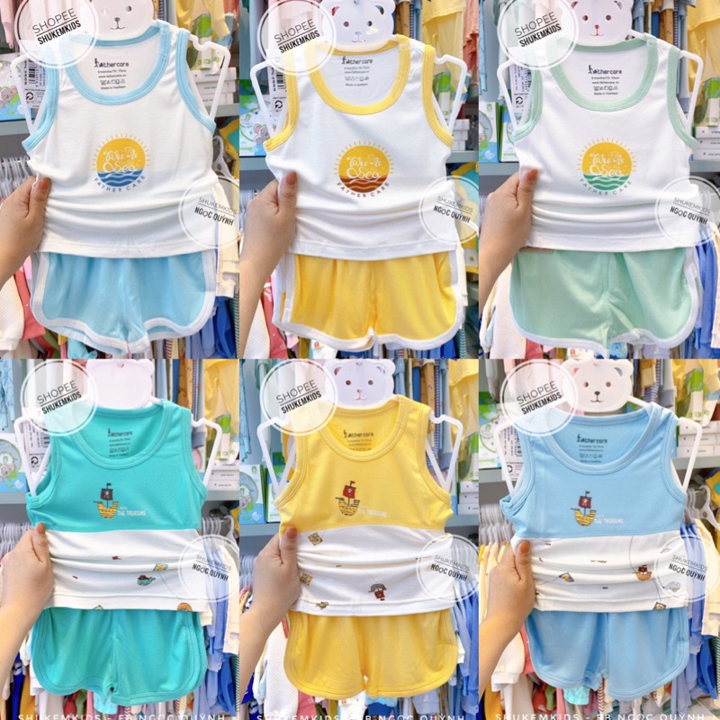 Father care - Bộ sát nách mềm mại hoạ tiết trai gái