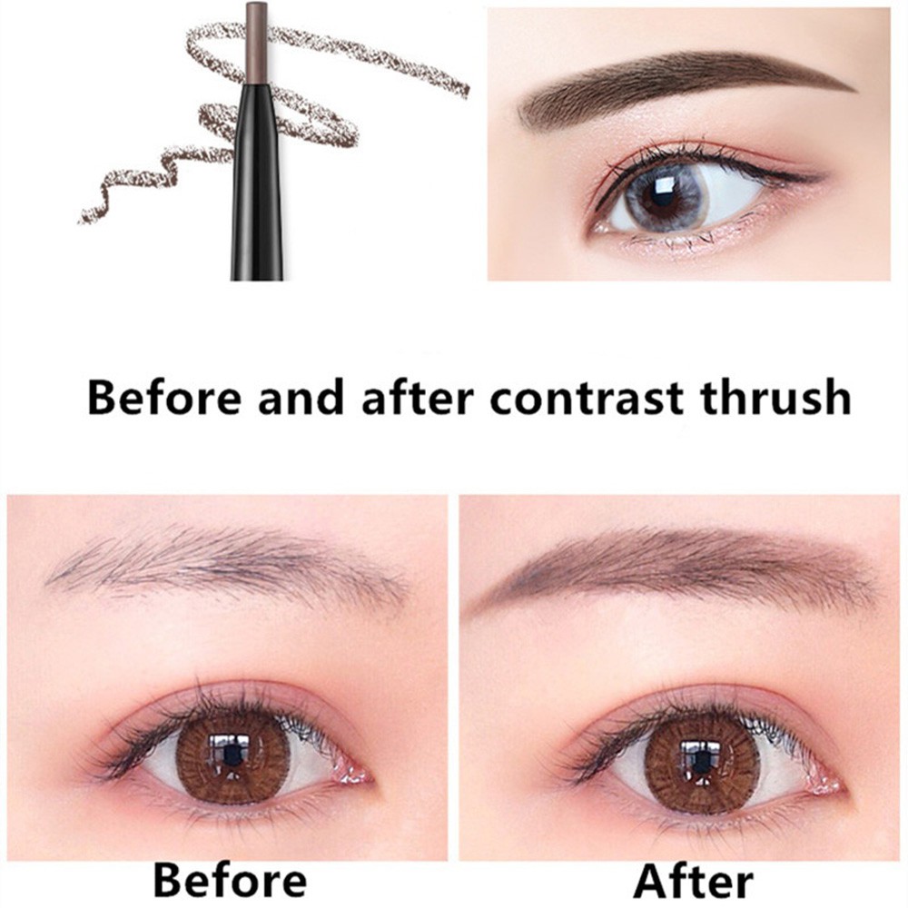 [Hàng mới về] Bút chì kẻ lông mày màu nâu / đen chống nước lâu trôi thiết kế đầu cọ tiện dụng