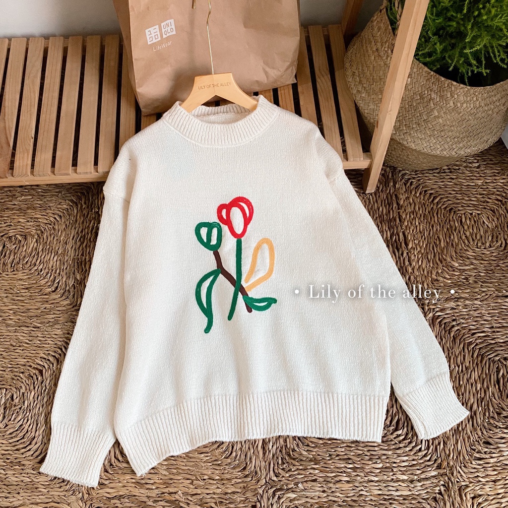 Áo len cành hoa phong cách ulzzang Hàn Quốc